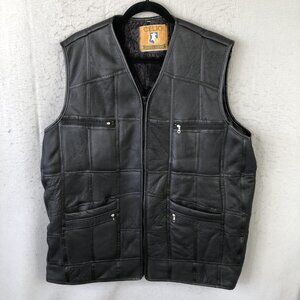 Celio Vest Mens 3XL Black Leather Lambskin Patchwork Faux Fur Lined Moto Rock